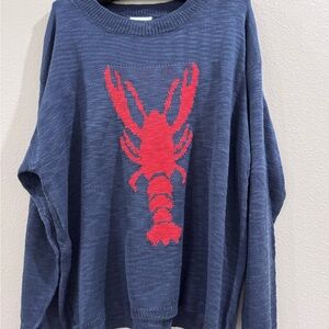 NWT Blue Sweater with Red Lobster Design size 1X